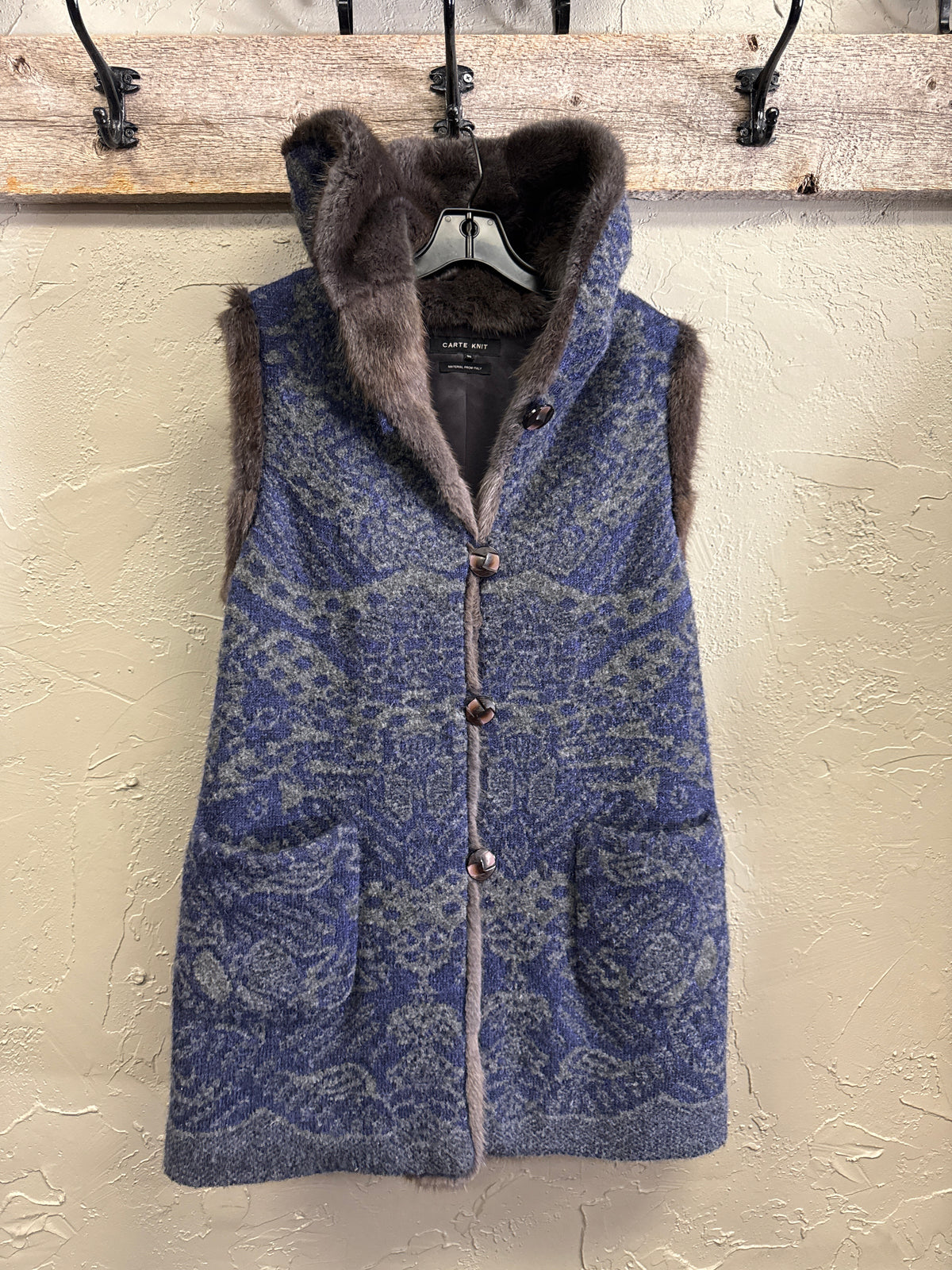 Vtg Carte Knit Fur Hood Vest (org$450)