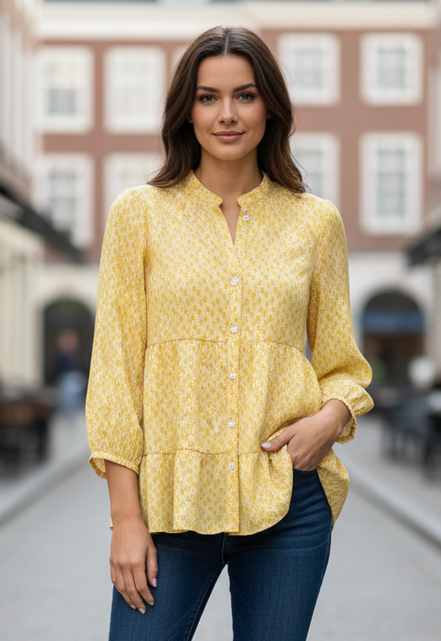 YELLOW TIERED BLOUSE