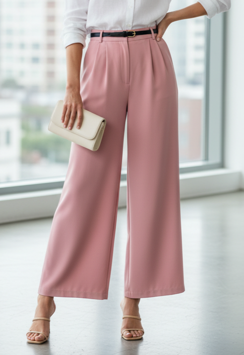 Pleated Wide Leg Trousers