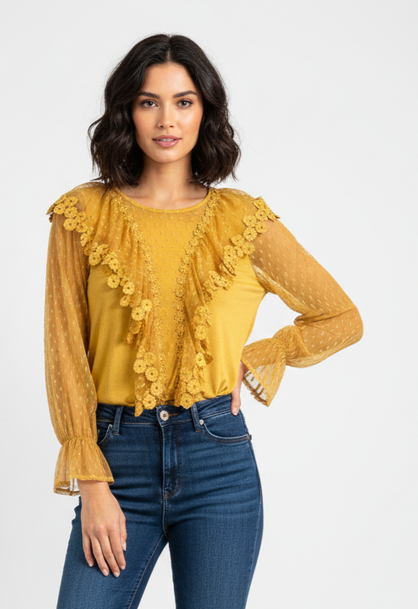 NWOT KATE & MALLORY RUFFLED BLOUSE