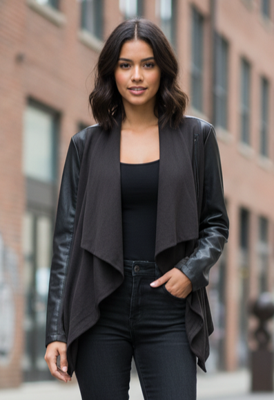 [BLANKNYC] DRAPE FRONT JACKET