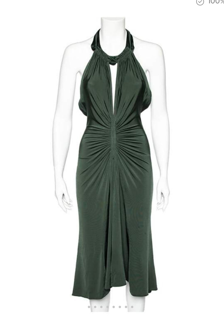 JUST CAVALLI RUCHED HALTER MIDI DRESS (org$344)