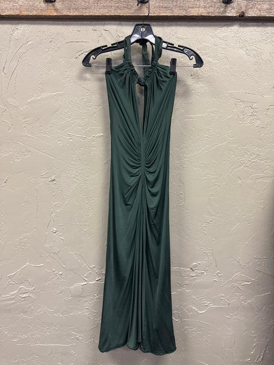 JUST CAVALLI RUCHED HALTER MIDI DRESS (org$344)