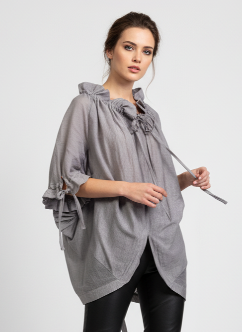 RYU SEMI SHEER RUFFLED TOP