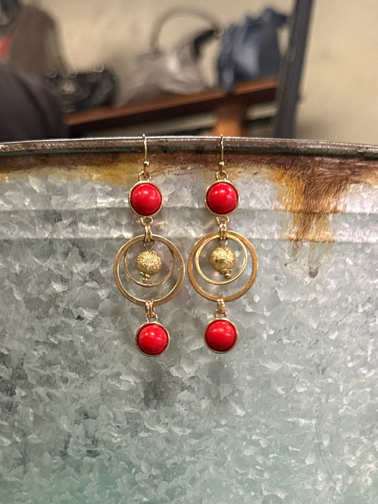NWOT NY&CO RED/GOLD EARRINGS