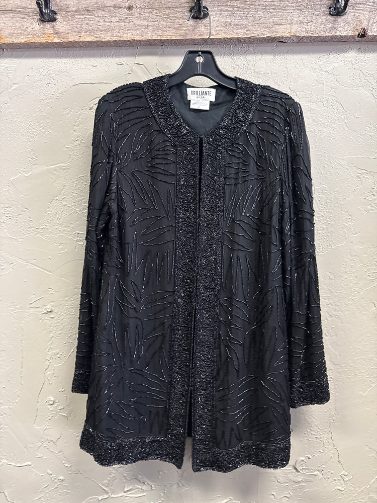VTG BRILLIANTE BEADED SILK EVENING COAT