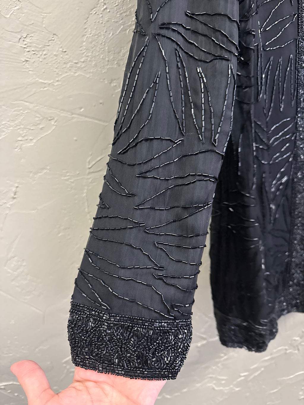 VTG BRILLIANT BEADED SILK EVENING COAT