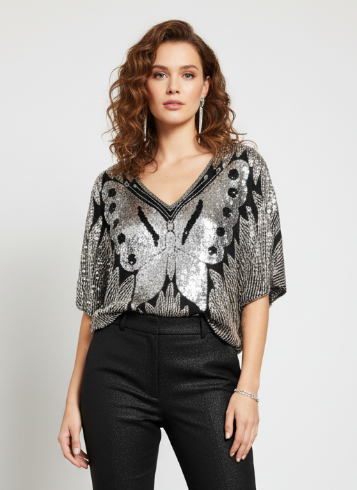 VTG 70's/80's SEQUIN BUTTERFLY TOPS