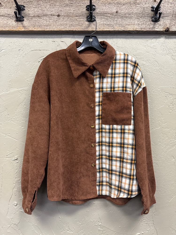 *COLORBLOCK CORDUROY SHACKET