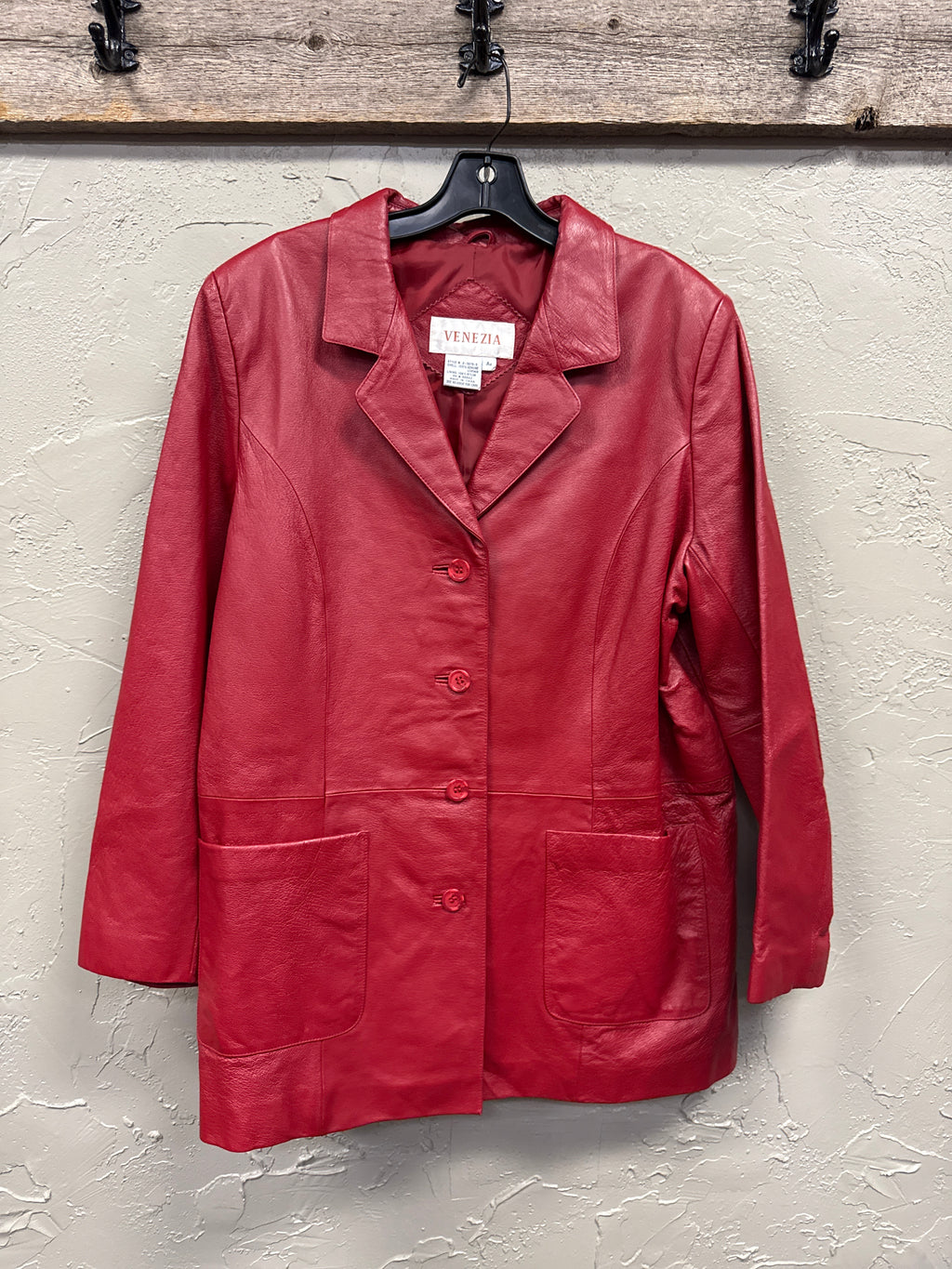 VTG 90's RED LEATHER BLAZER