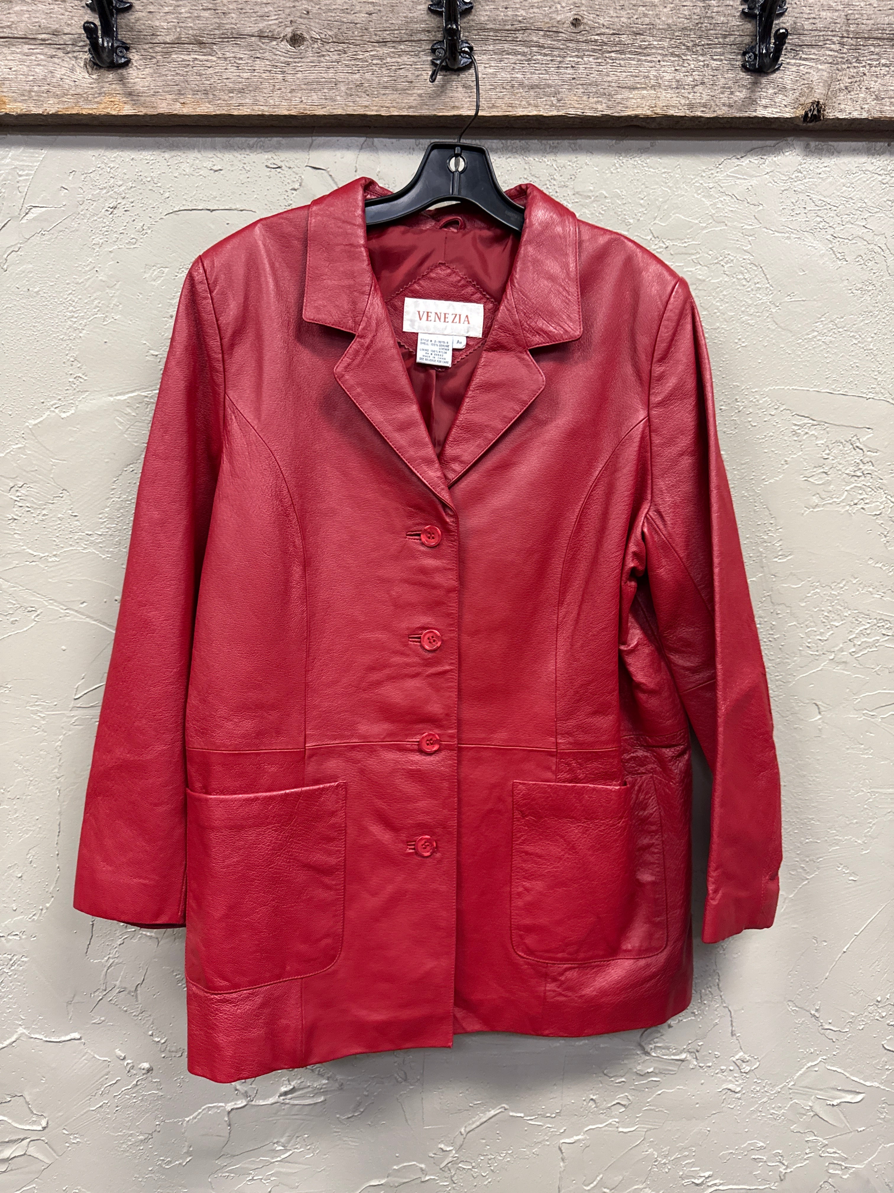 VTG 90's RED LEATHER BLAZER