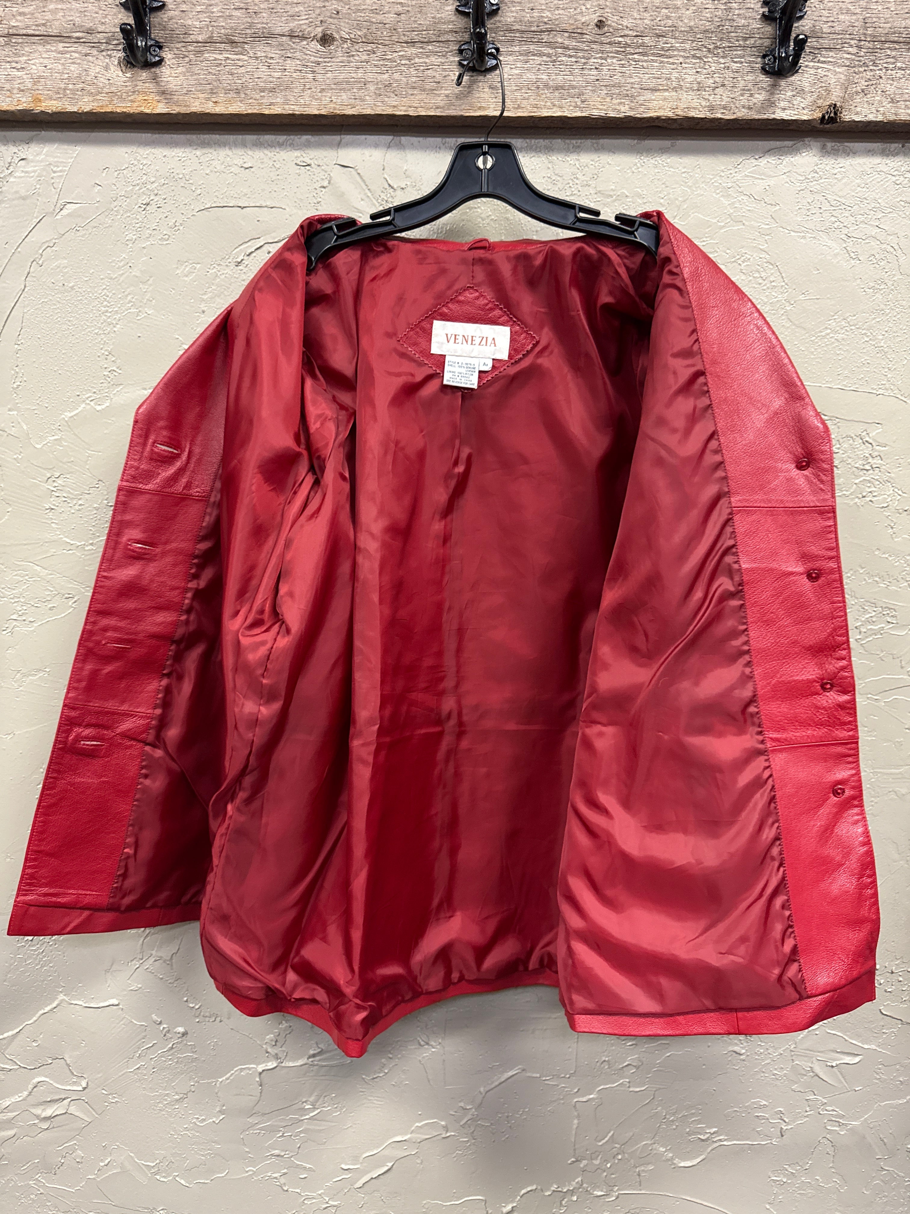 VTG 90's RED LEATHER BLAZER