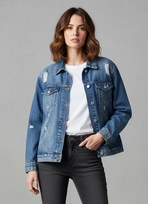 WALLFLOWER DISTRESSED DENIM JACKET