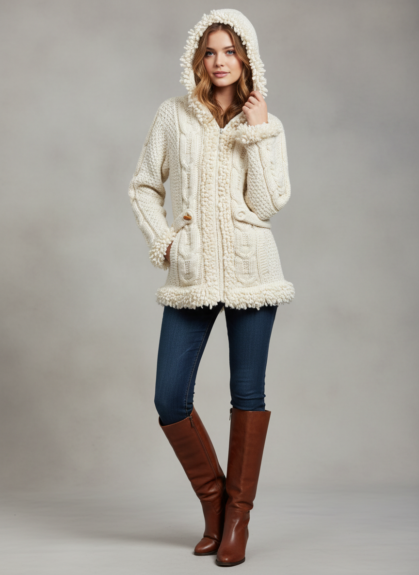 HOODED FULL ZIP SWEATER