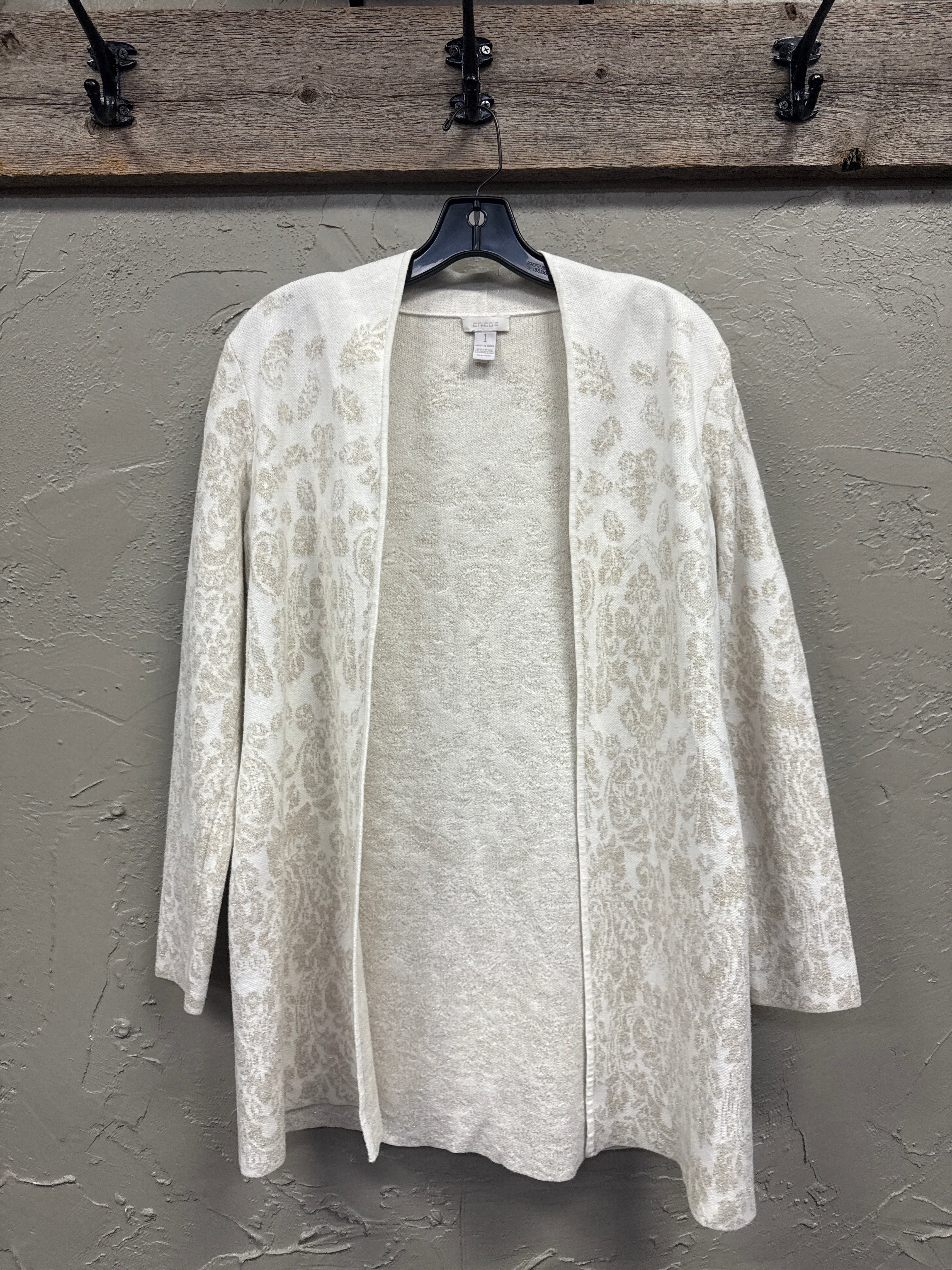 CHICOS METALLIC CARDIGAN