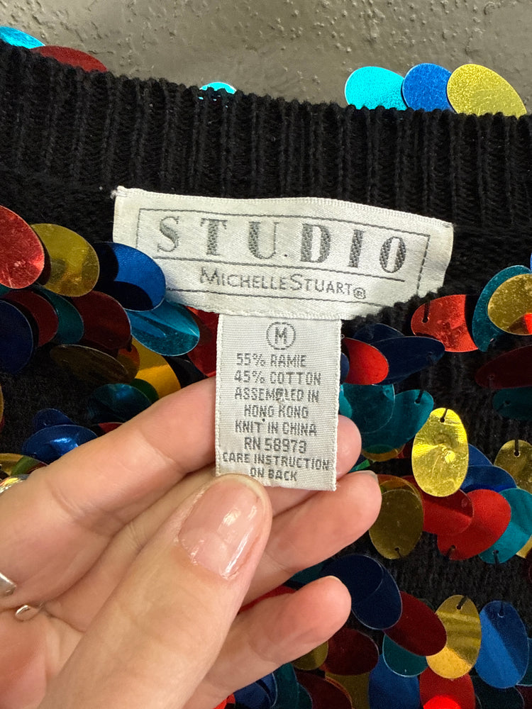 RARE VTG CONFETTI SEQUIN SWEATER