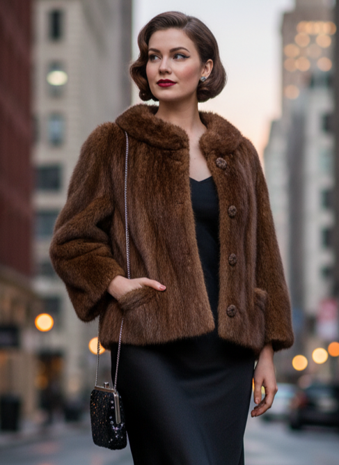 VTG NIGBOR FURS CROP JACKET