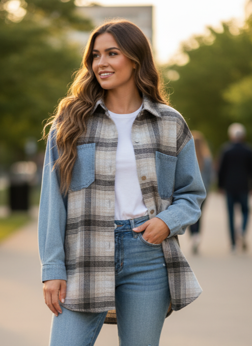 BLUE B DENIM/FLANNEL SHACKET