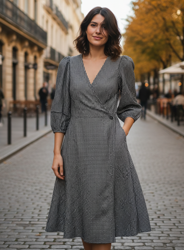 MADEWELL GINGHAM WRAP DRESS (org$118)