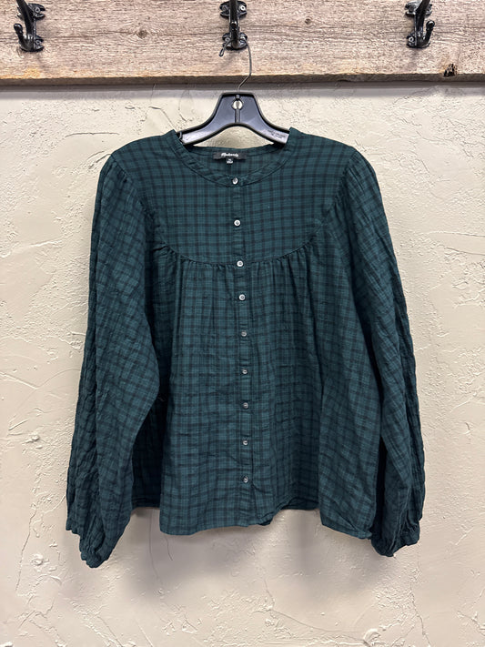 MADEWELL PLAID PEASANT TOP (org$80)