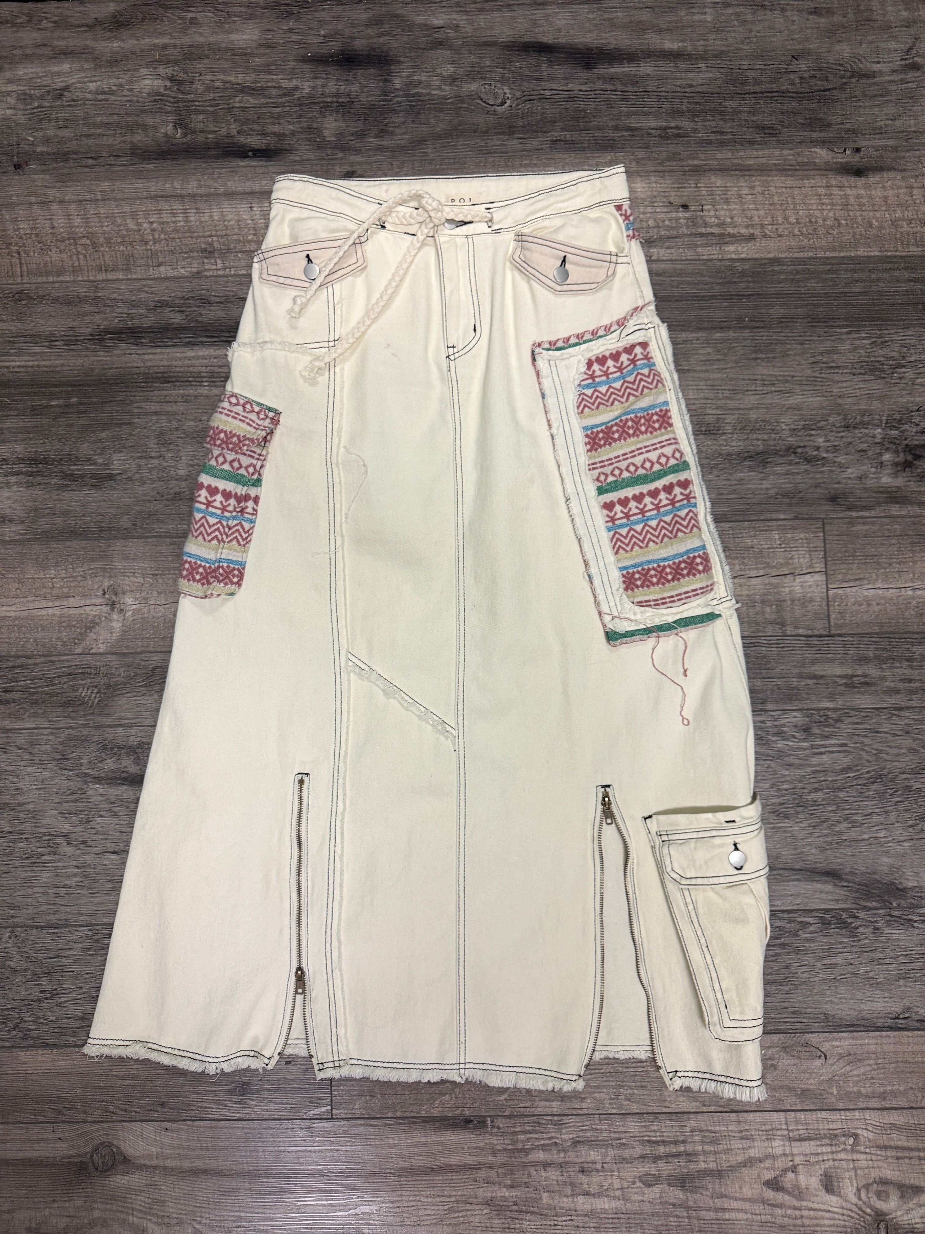 POL DENIM MIDI SKIRT
