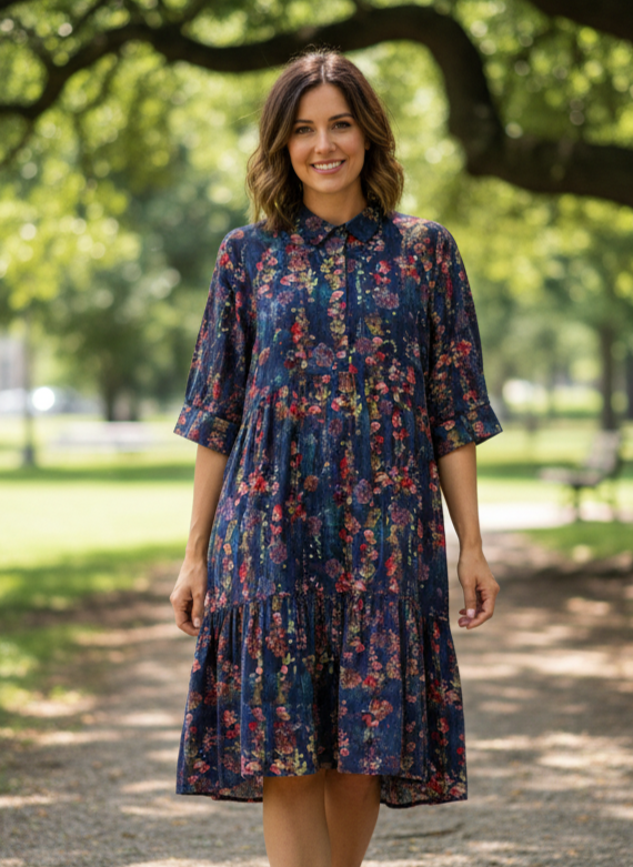 NATURAL LIFE TIERED MINI DRESS