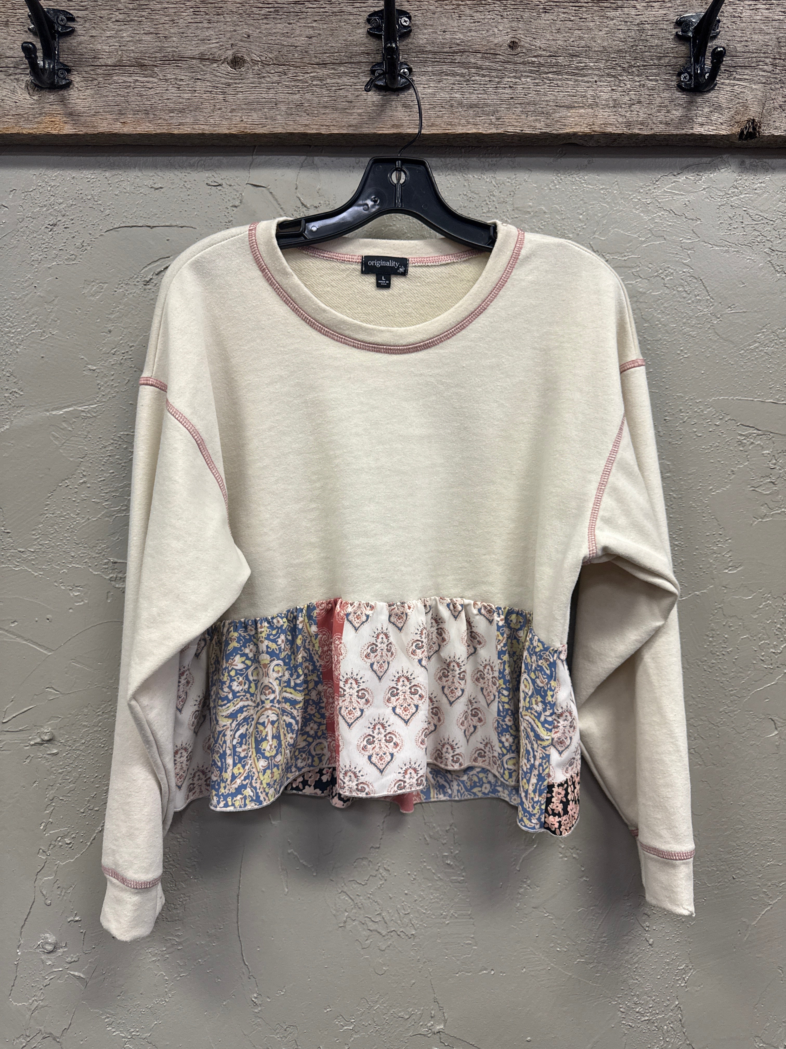 ORIGINALITY RUFFLED HEM PULLOVER