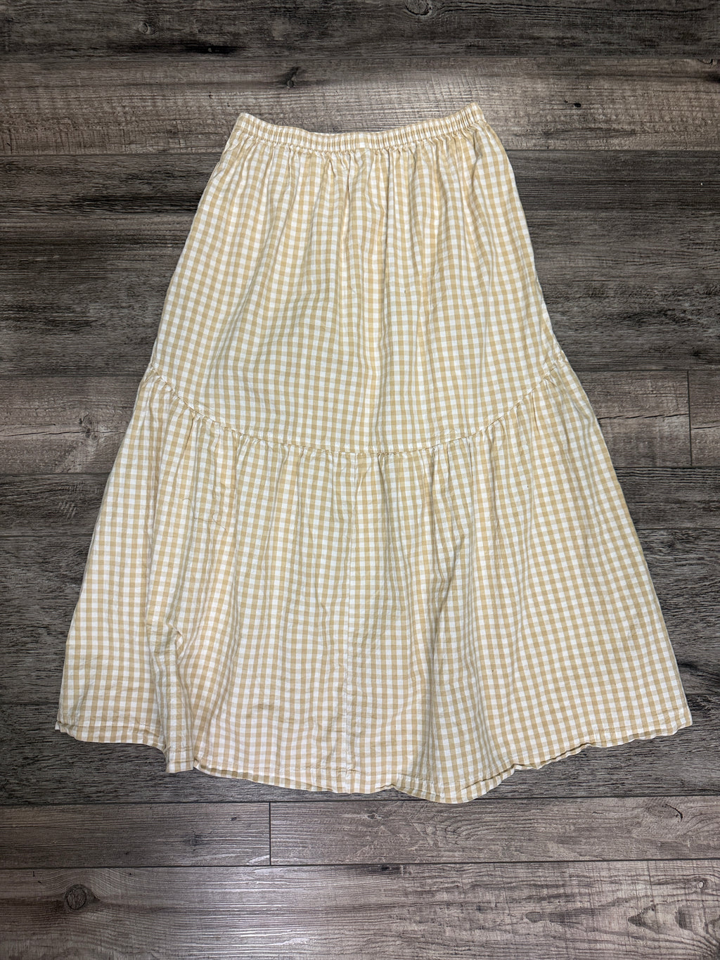 Curved Tier Gingham Skirt
