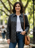 TRIBAL QUILTED VEGAN LEATHER SHACKET (org$150)