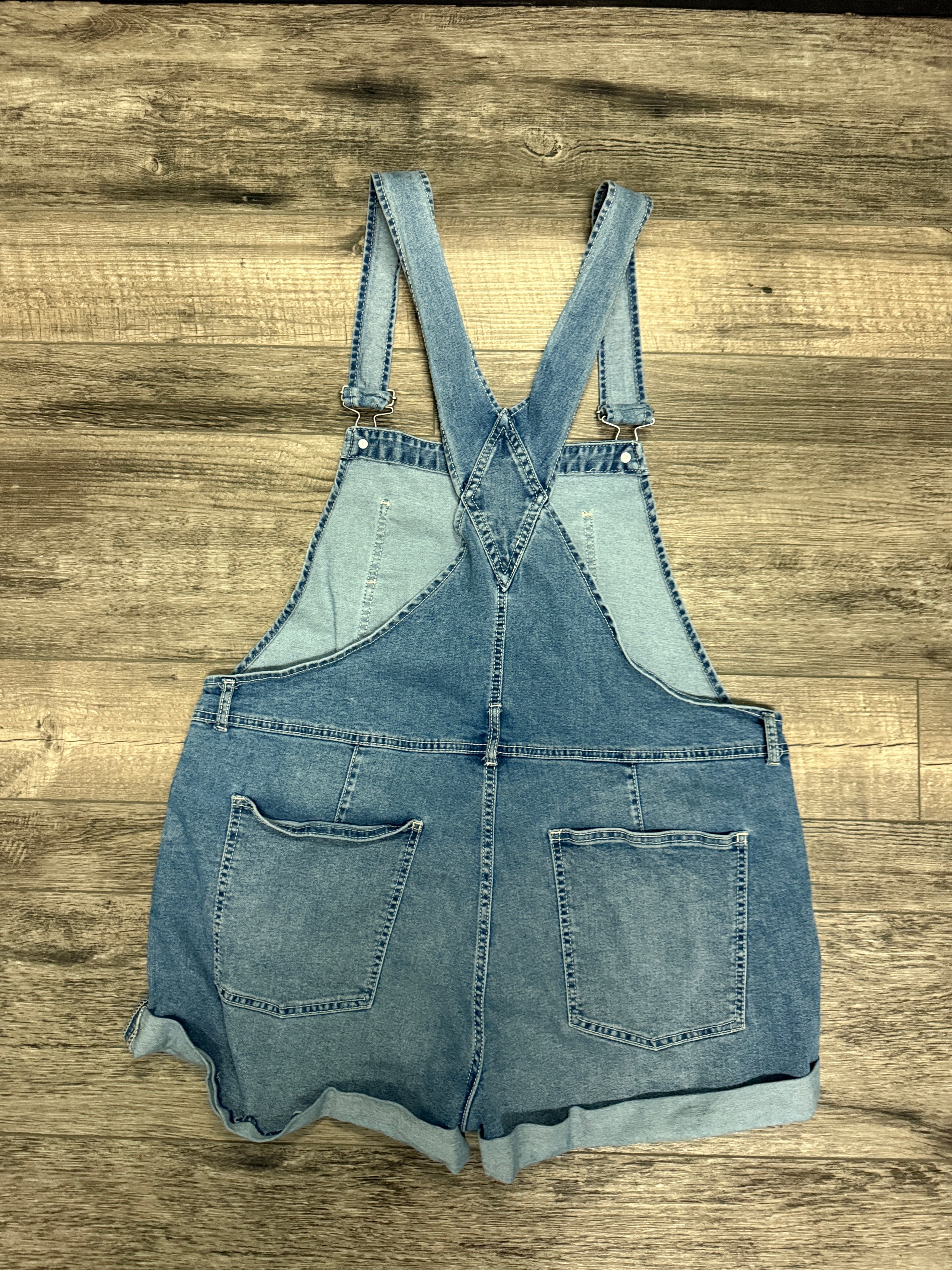 Distressed Denim Bib Shorts