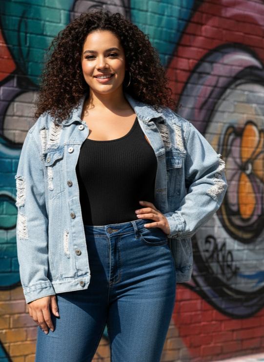 DISTRESSED DENIM JACKET