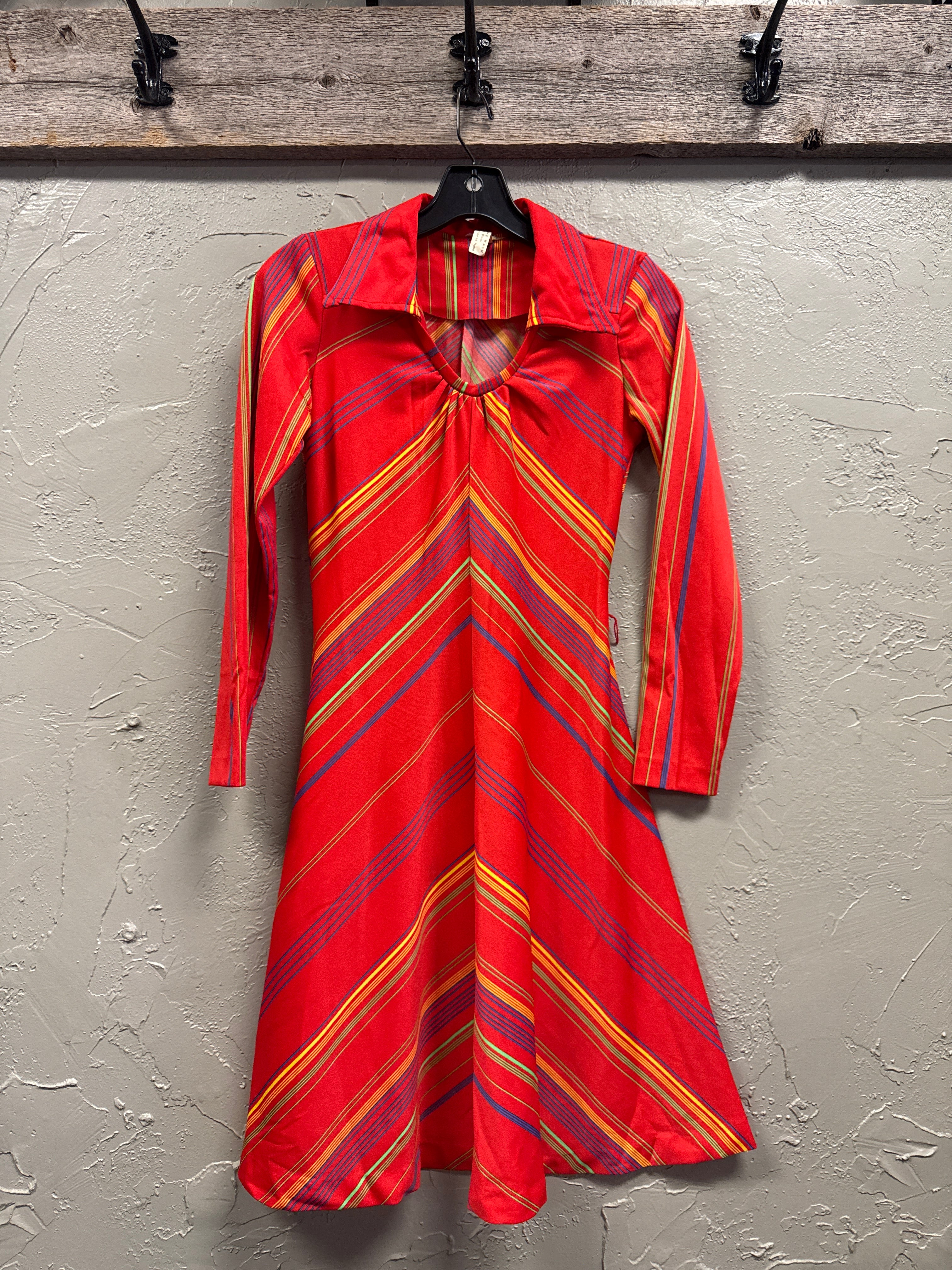 VTG 1970's CHEVRON STRIPED DRESS