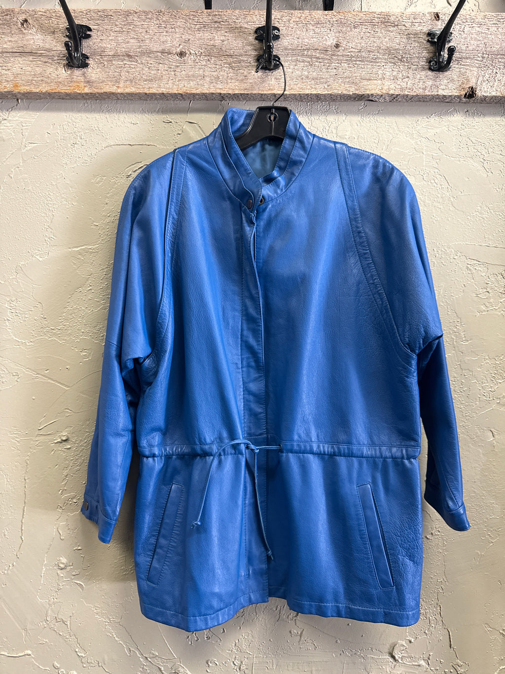 VTG 80's LEATHER CAR COAT