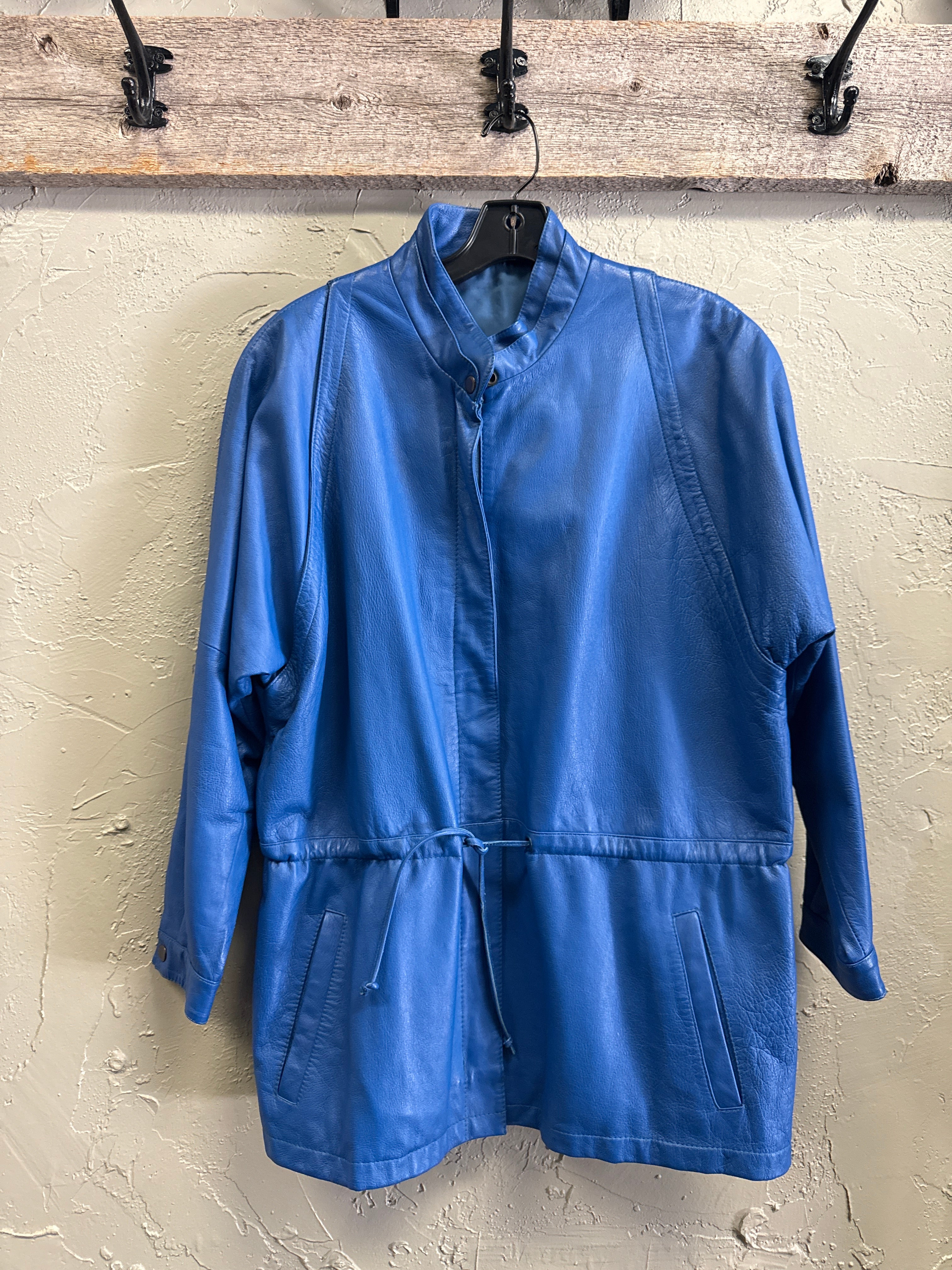 VTG 80's LEATHER CAR COAT