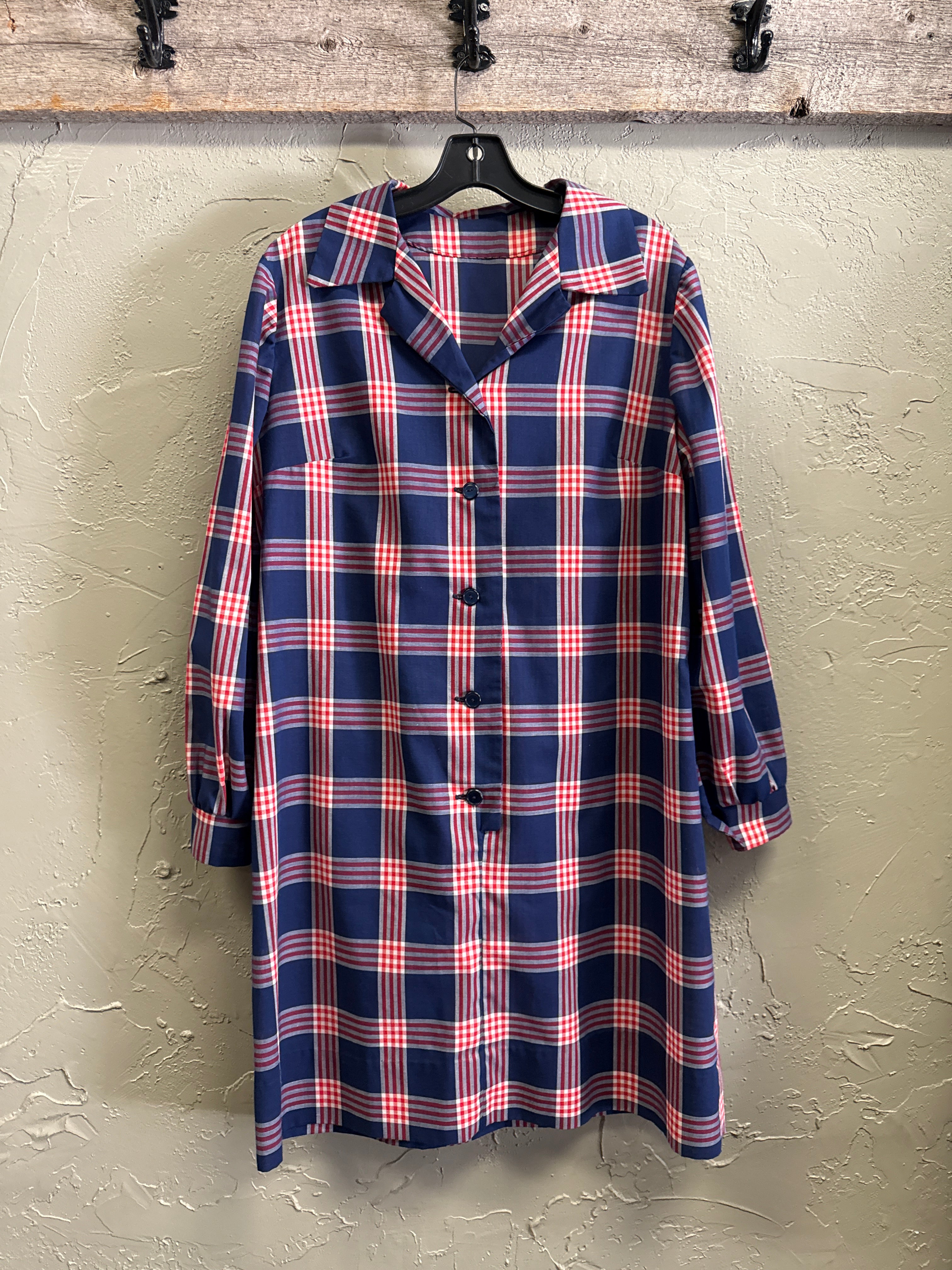 VTG PLAID SHIRT DRESS