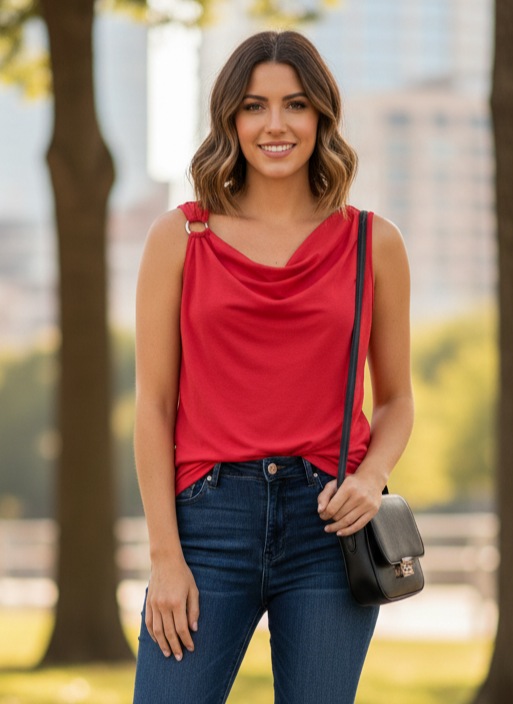 WHBM Sleeveless Cowl Neck Top (org$69)