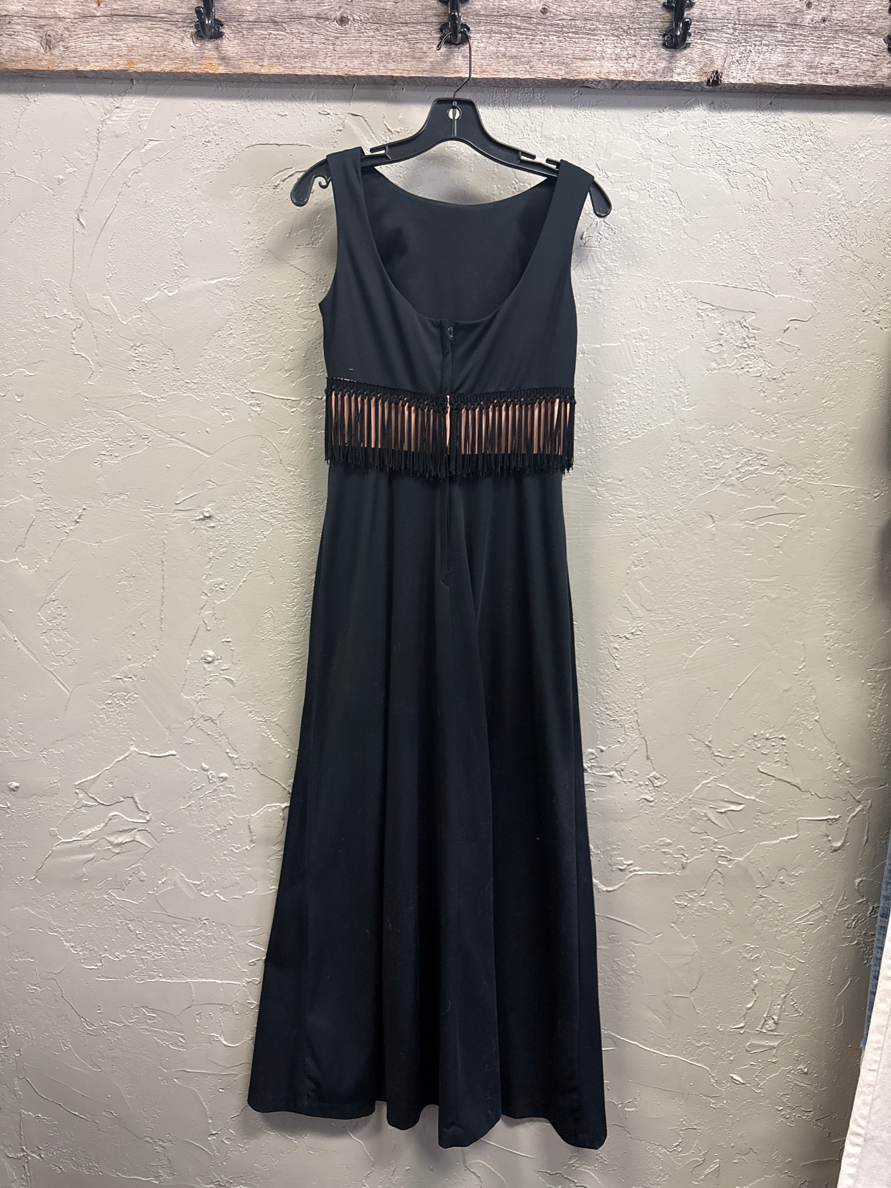 *VTG MARY-MARTIN FRINGE MAXI GOWN w/ SCARF