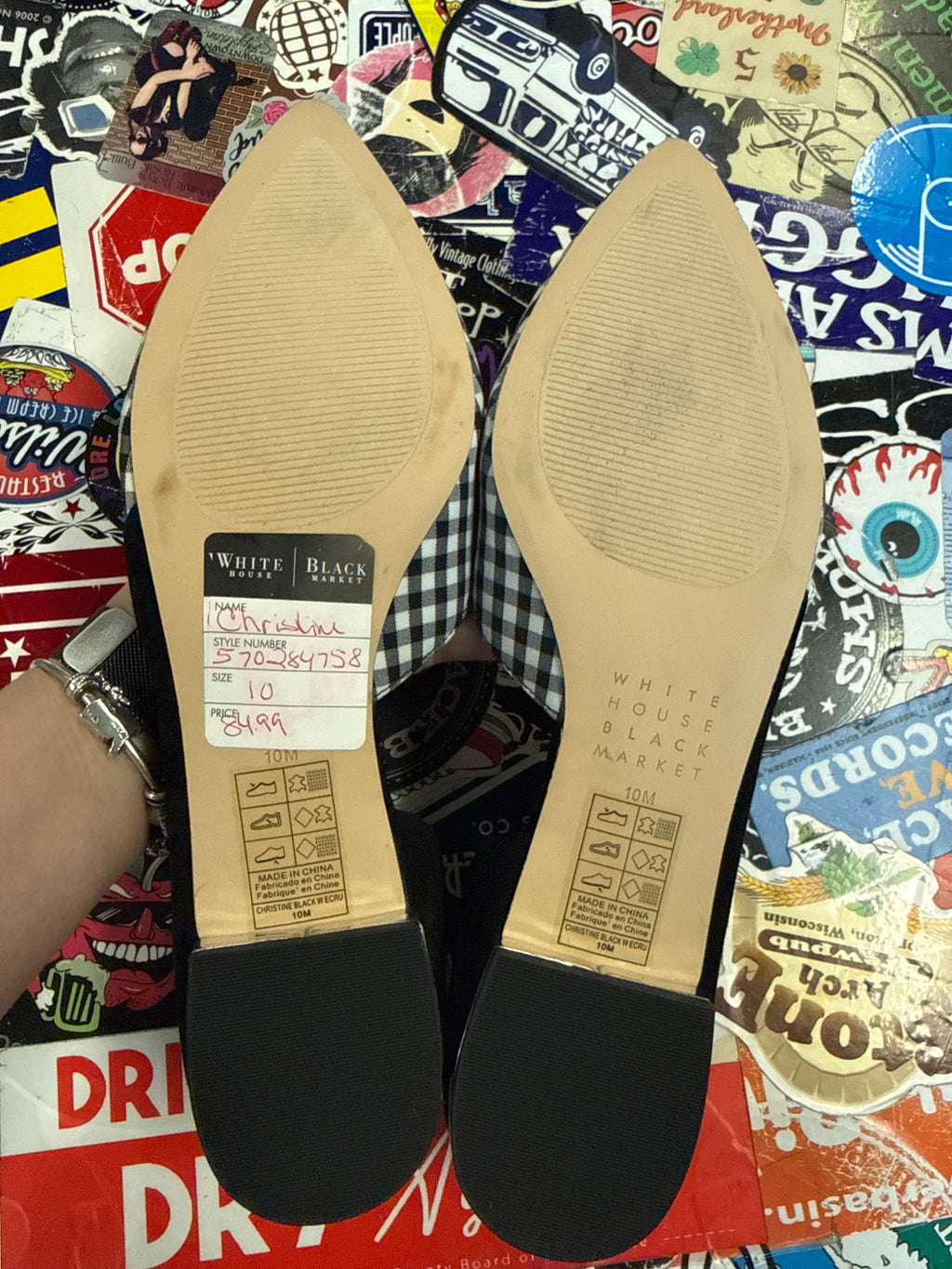 NIB WHBM GINGHAM FLATS (org$98)