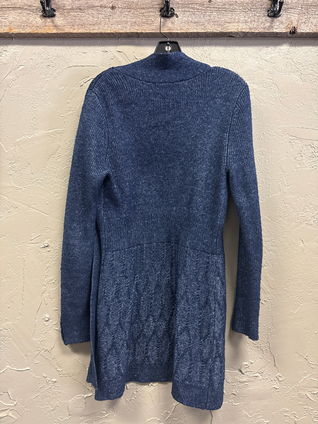 WHBM BLUE OPEN FRONT CARDI (org$120)
