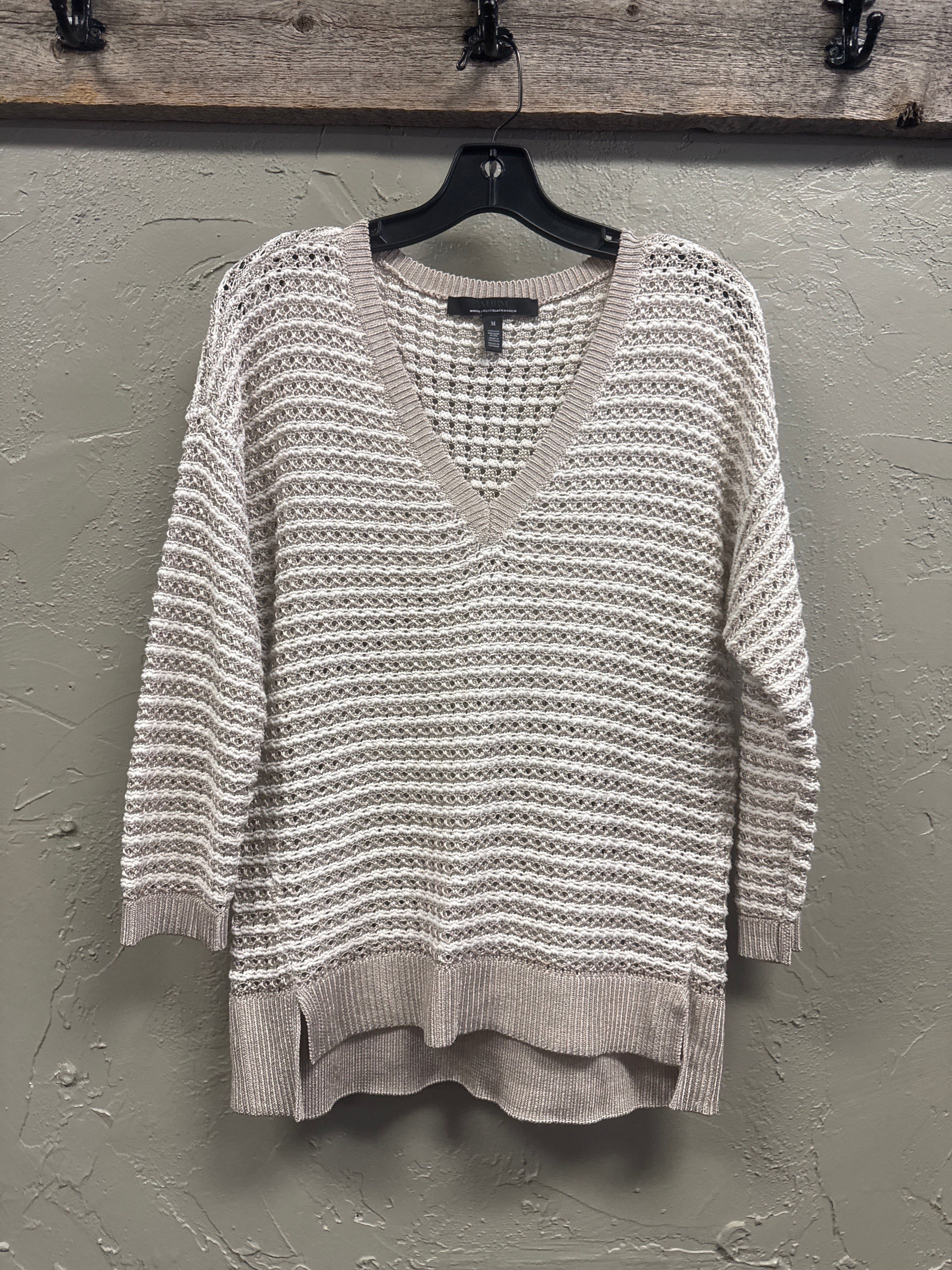 WHBM STRIPED OPEN-STITCH SWEATER (org$99)