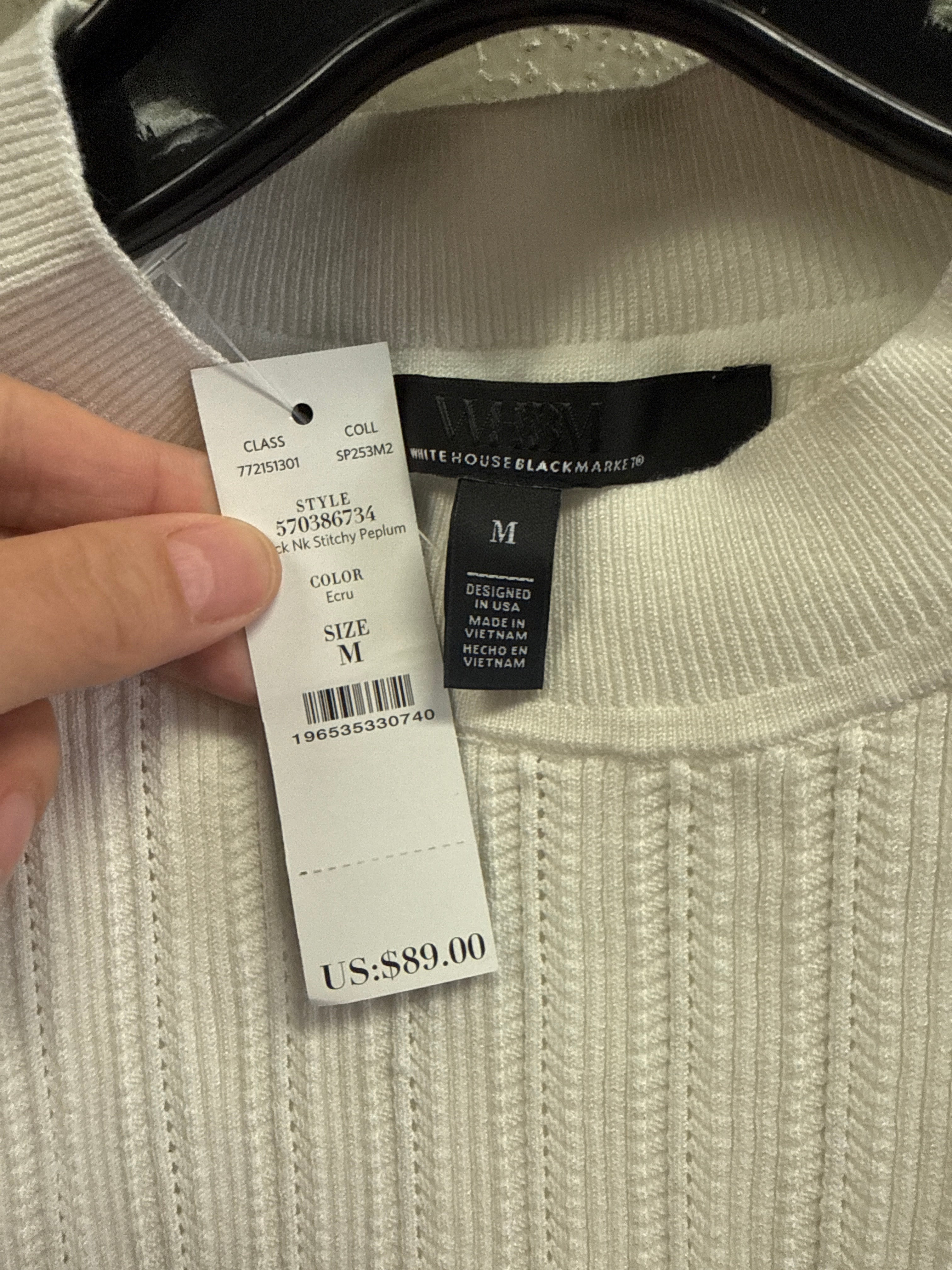NWT WHBM MOCK NECK PEPLUM TOP (org$89)