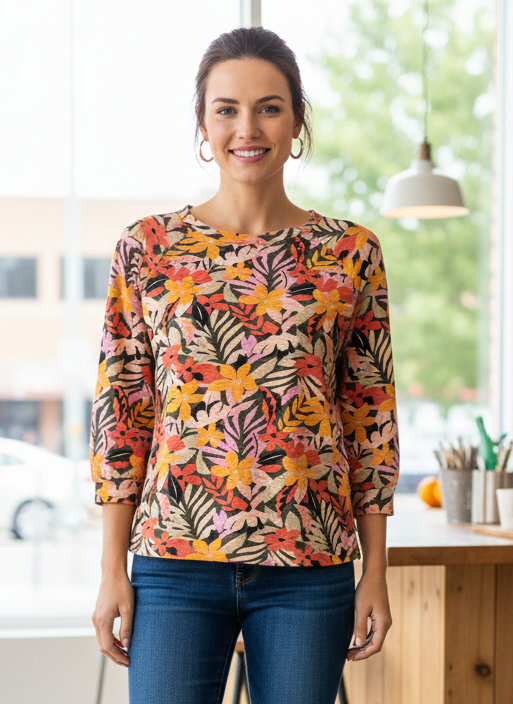 LOFT TROPICAL FLORAL PULLOVER (org$65)
