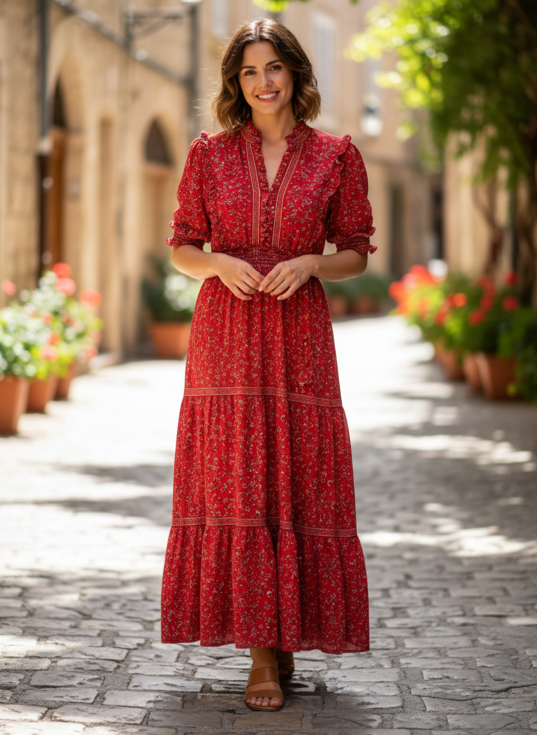 MAX STUDIO FLORAL TIERED DRESS (org$148)