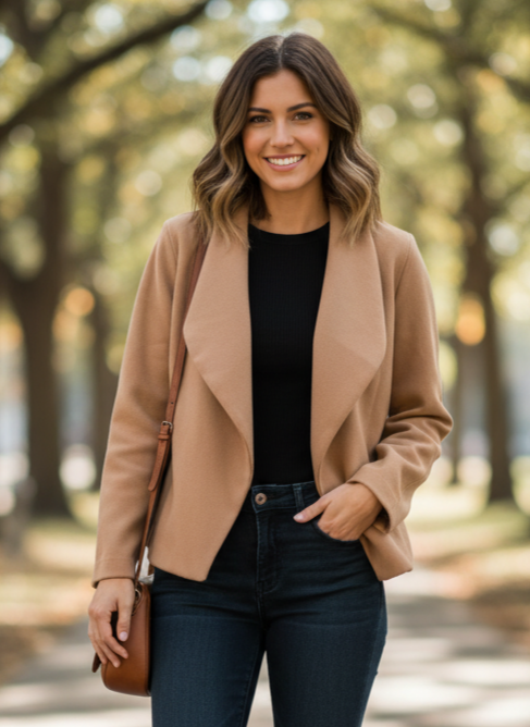 Felted Shawl-Collar Open Jacket