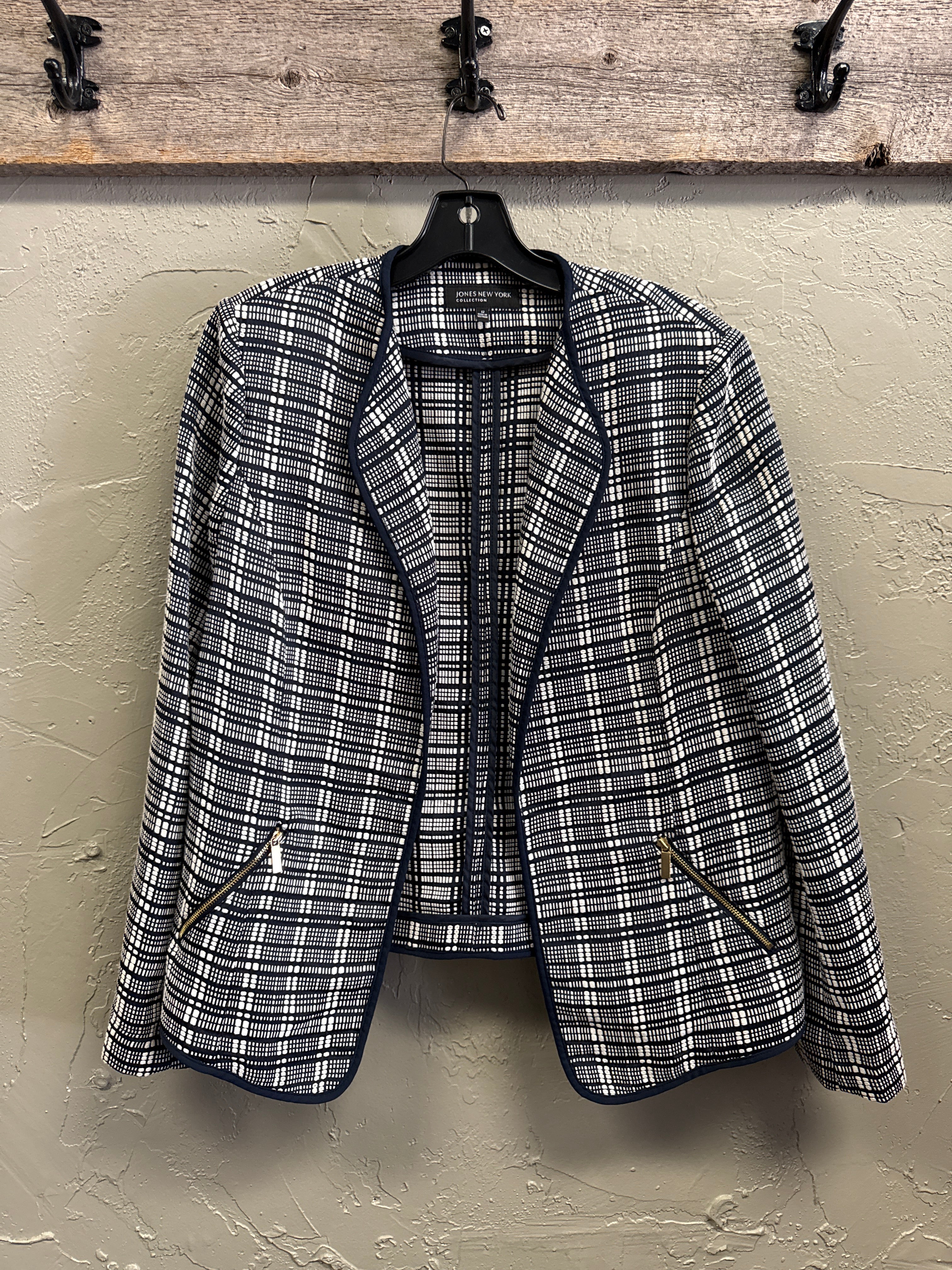 JNY PLAID ZIP-ACCENT BLAZER (org$120)