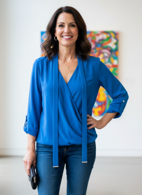NWT ALFANI TIE-NECK BLOUSE (org$70)