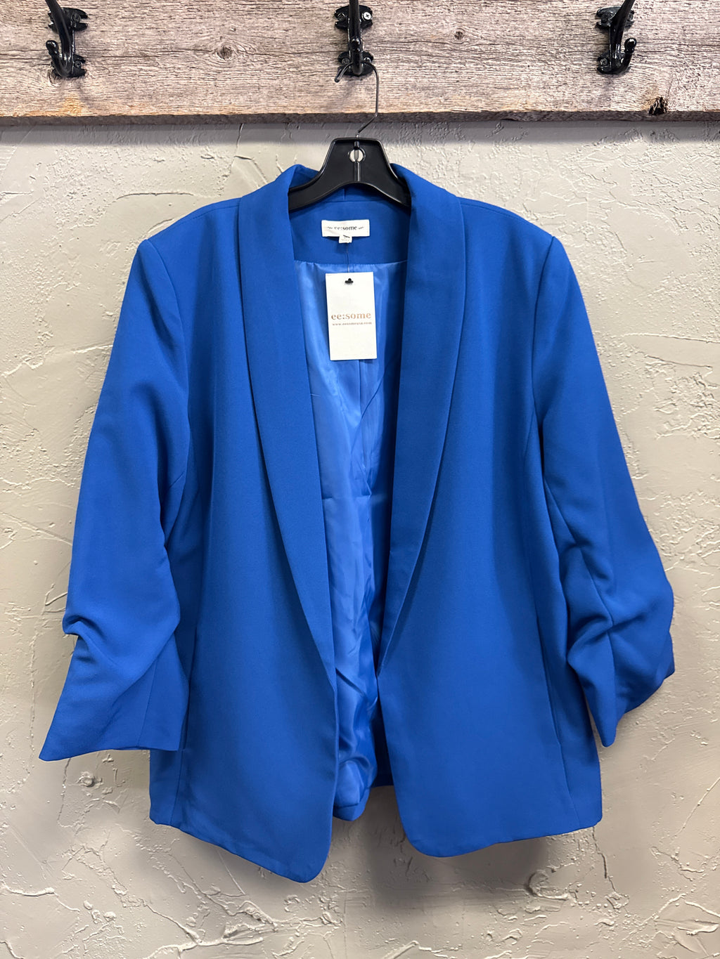 NWT EE:SOME RUCHED SLEEVE BLAZER