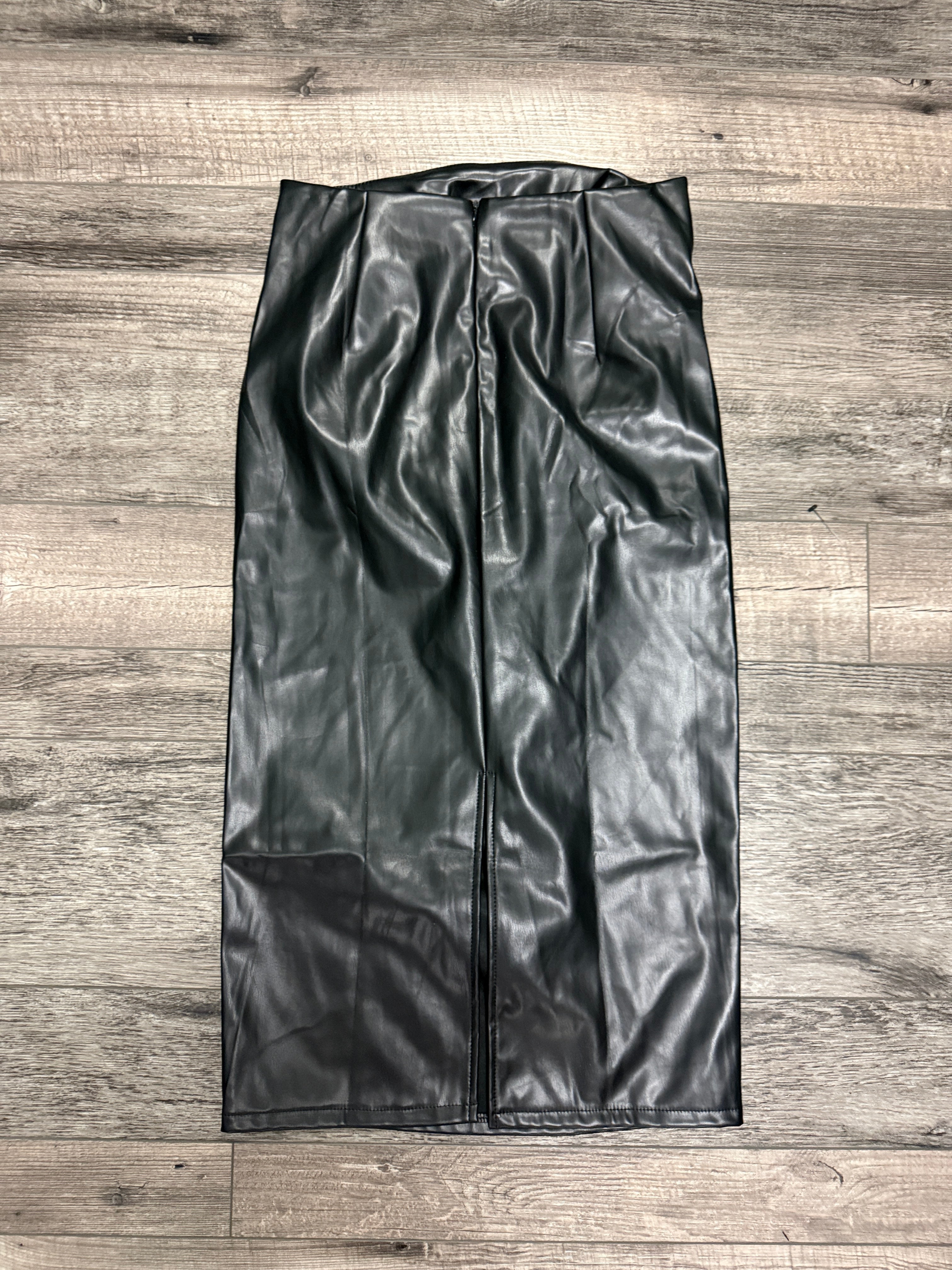 Vegan Leather Ruched Midi Skirt
