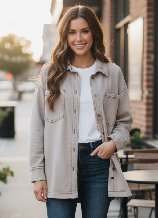 Maurices French Terry Shacket
