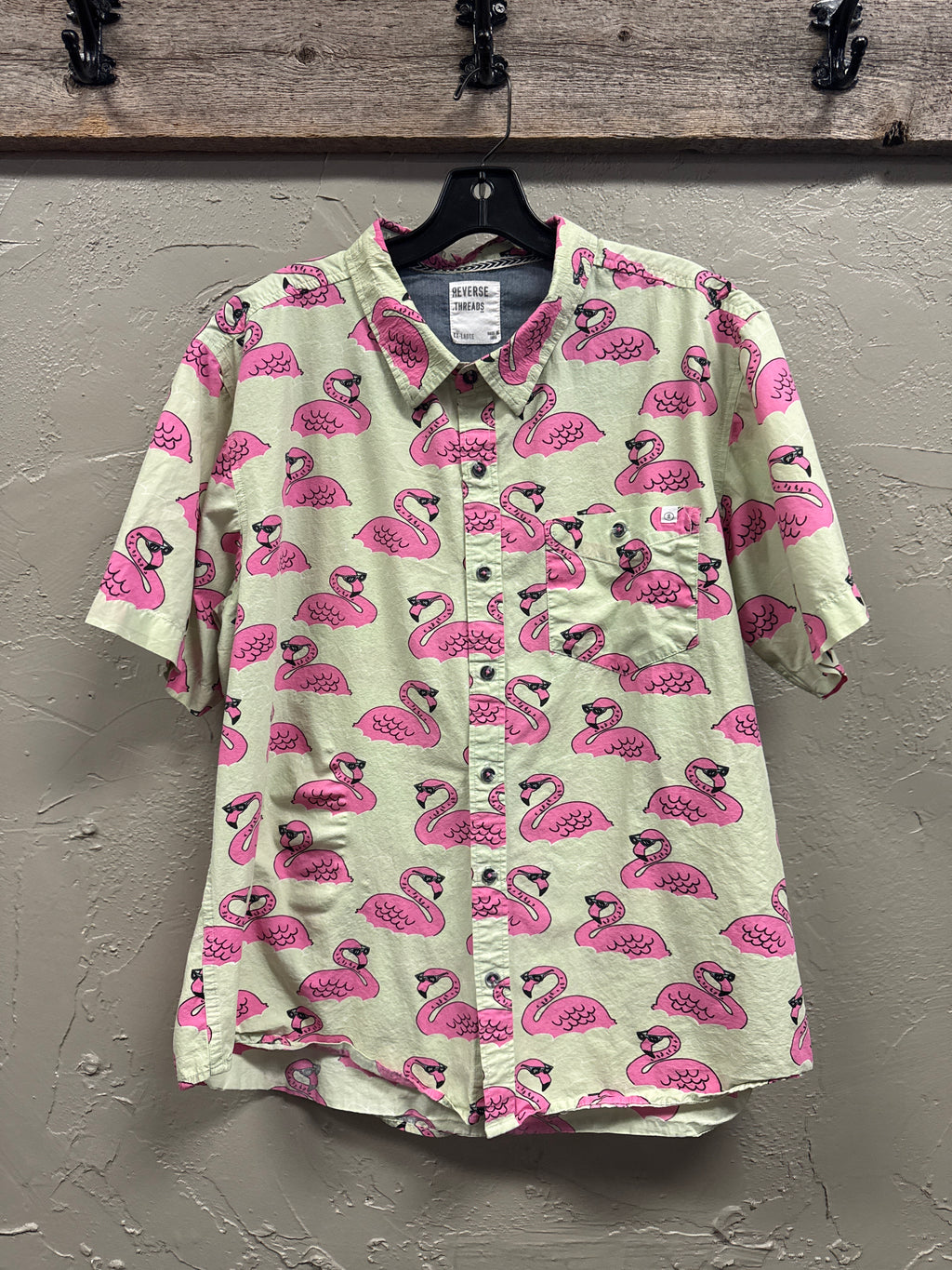 Reverse Threads Flamingo Button Up